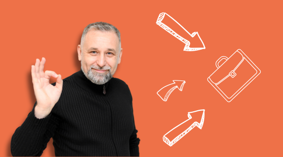 homme vise un emploi ou une formation - illustration profil salariés