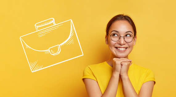 Femme rêve de trouver du travail - illustration profil demandeurs d'emploi